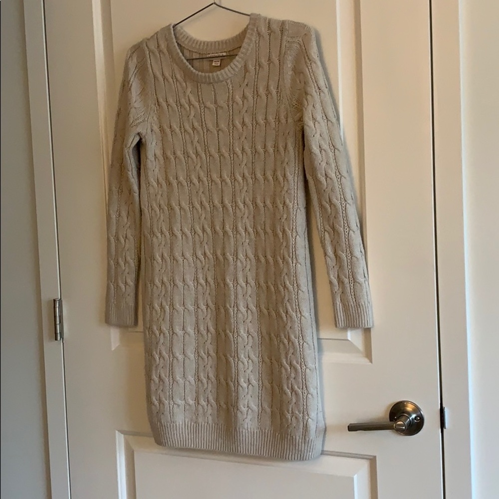 Cream Cable Knit Sweater Dress